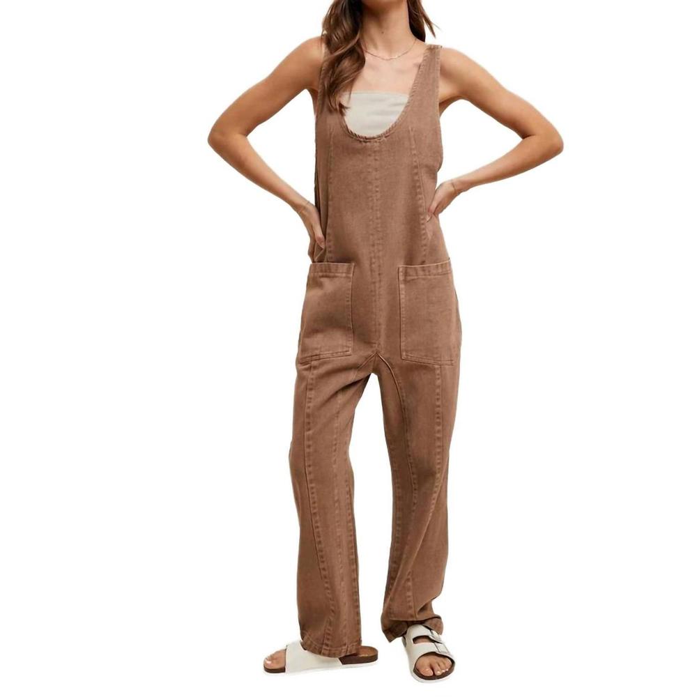 NEW WISHLIST cotton denim overall in mocha